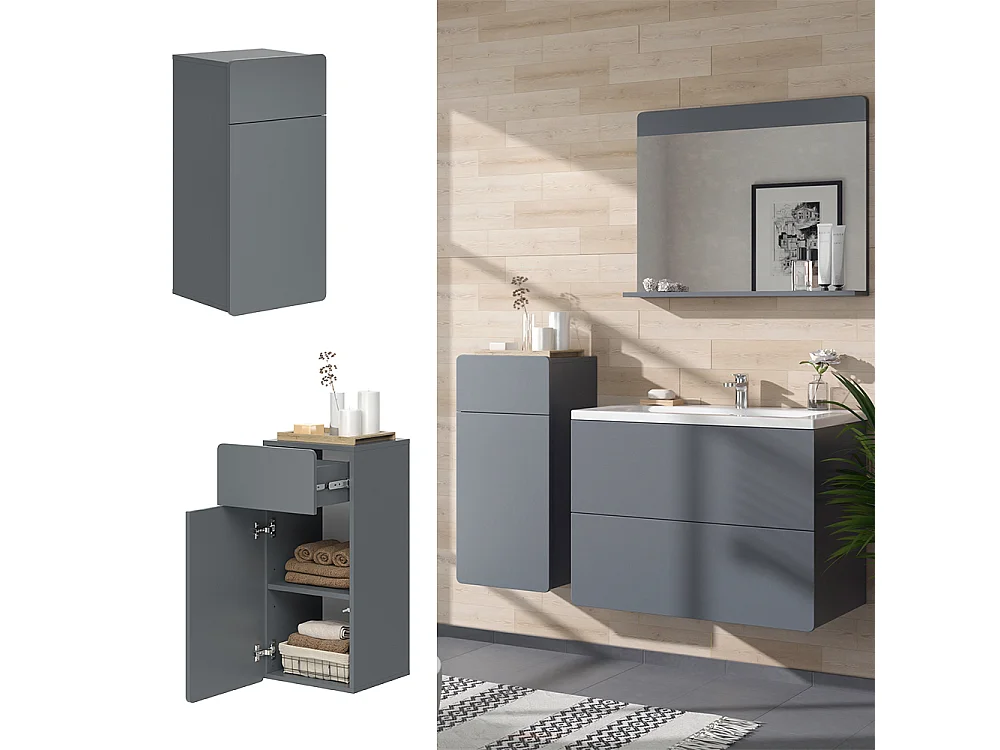 Meuble salle de bain gris 36.6x32.8x76.6 izan