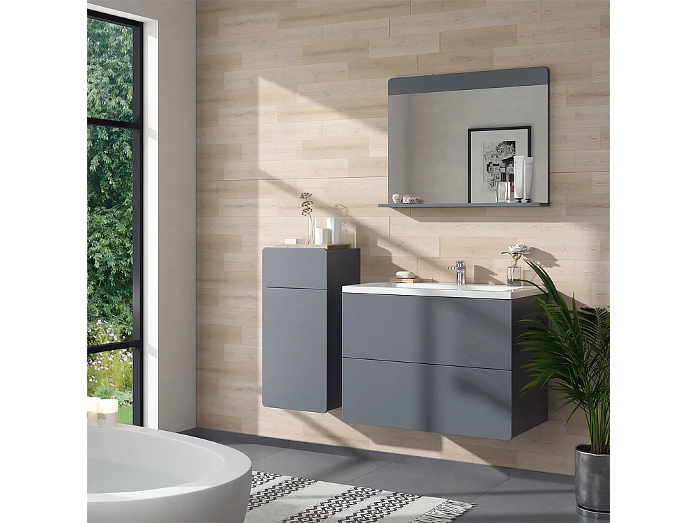 Meuble salle de bain gris 36.6x32.8x76.6 izan