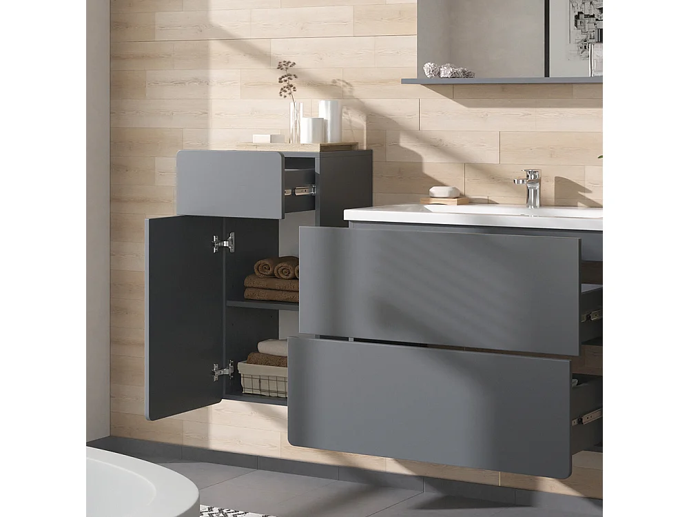 Meuble salle de bain gris 36.6x32.8x76.6 izan