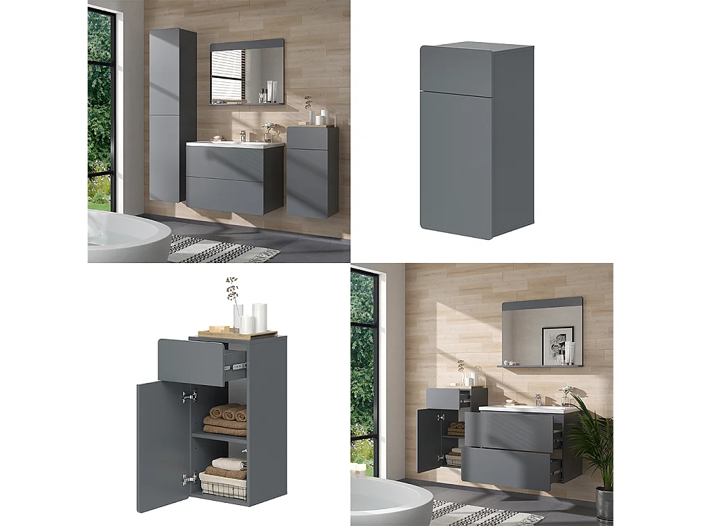 Meuble salle de bain gris 36.6x32.8x76.6 izan