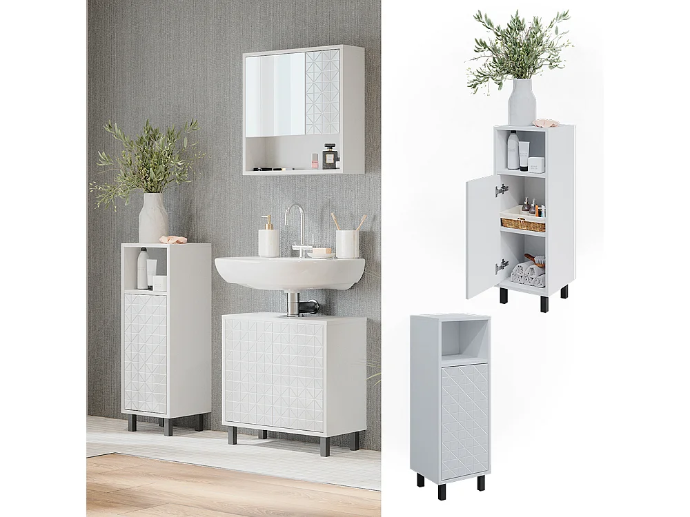 Meuble salle de bain blanc 30x28x87.2 agasta