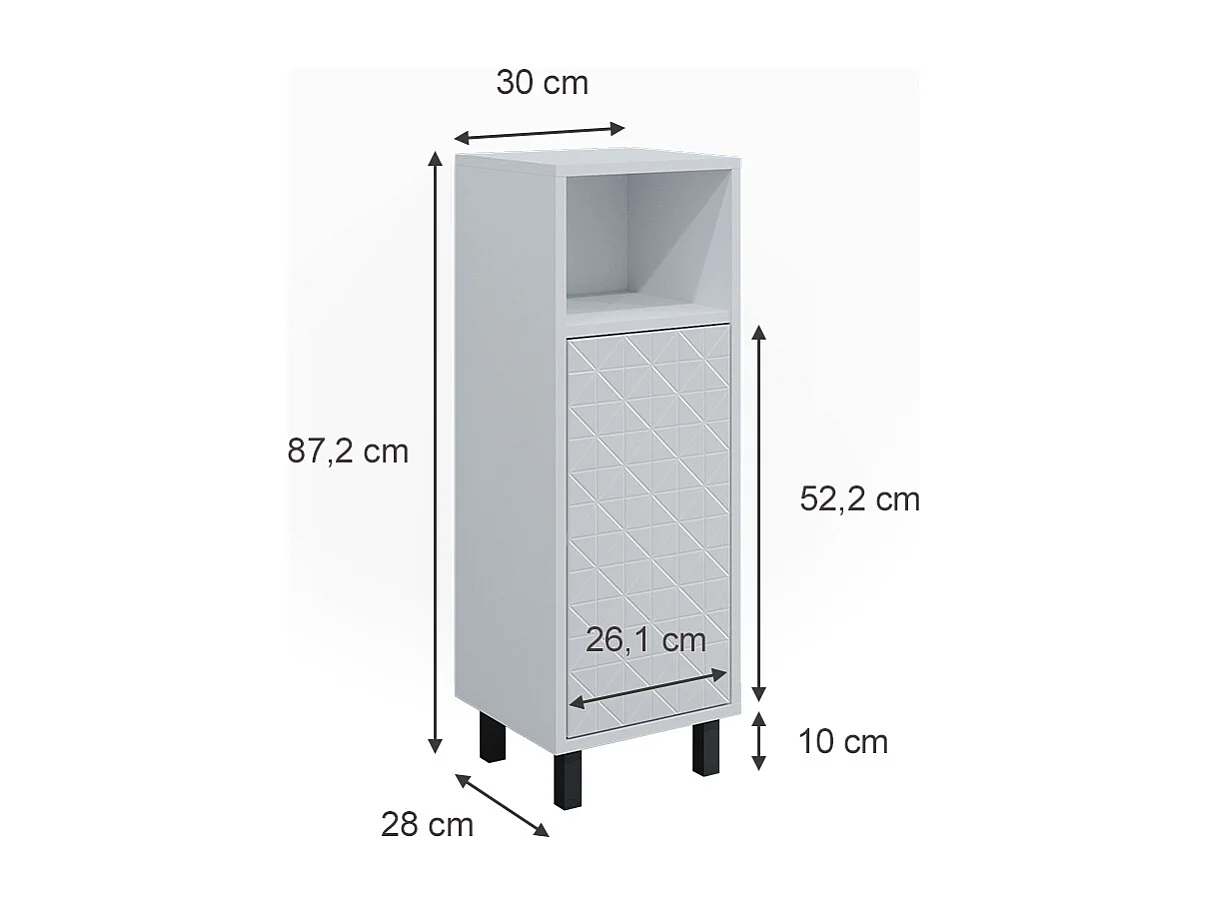 Meuble salle de bain blanc 30x28x87.2 agasta