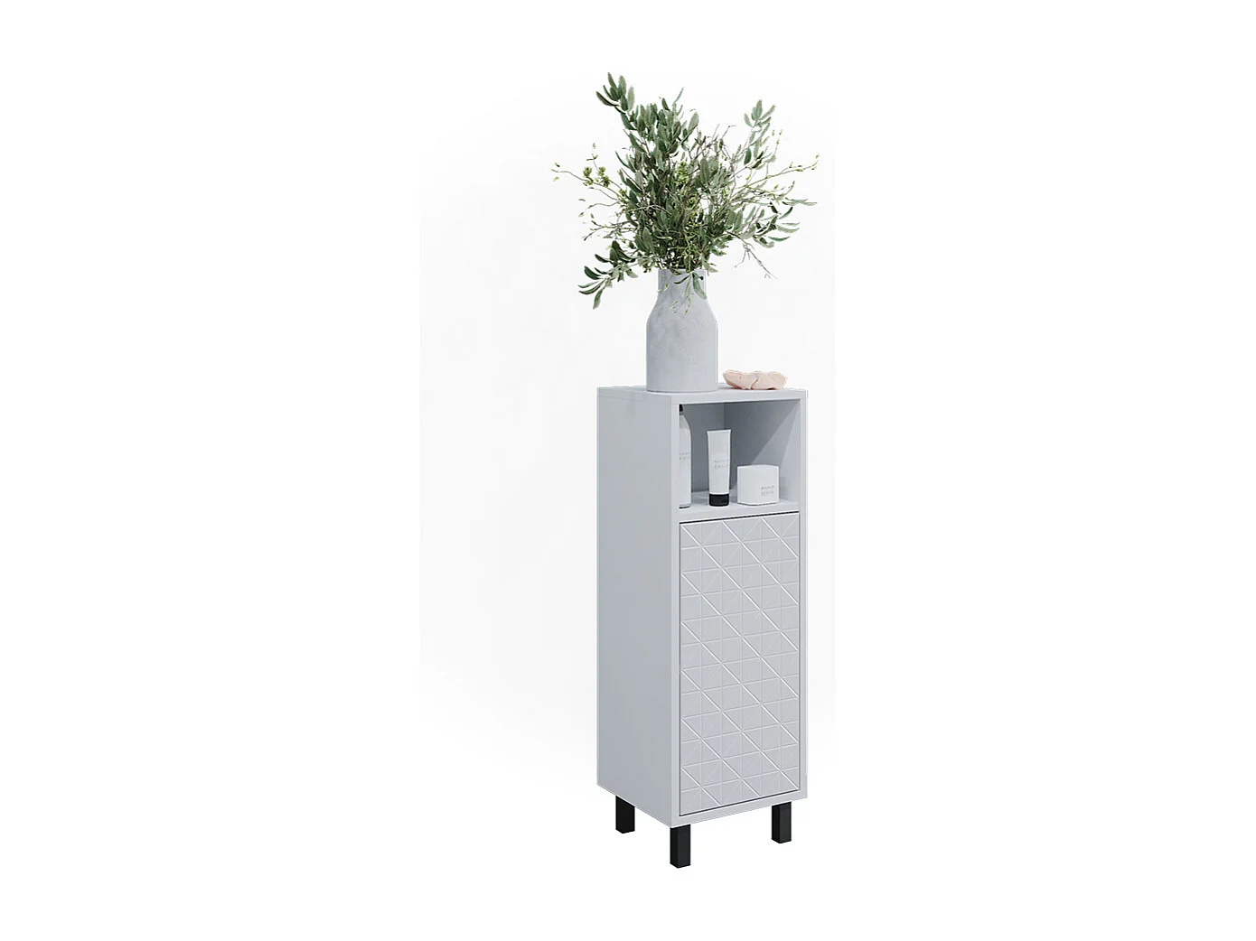 Meuble salle de bain blanc 30x28x87.2 agasta