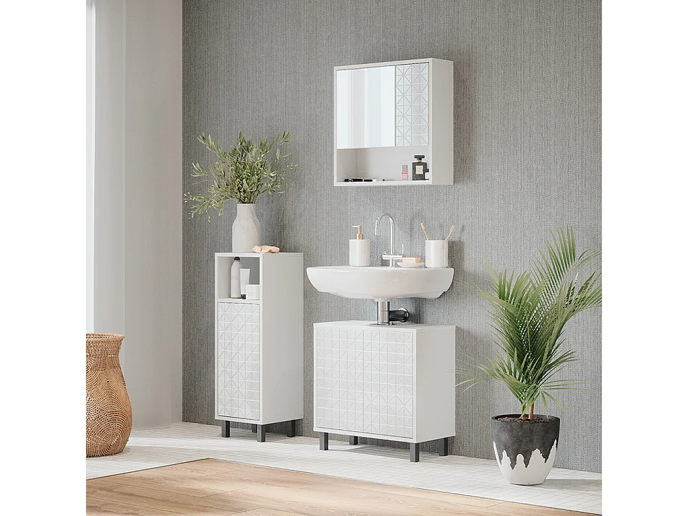 Meuble salle de bain blanc 30x28x87.2 agasta