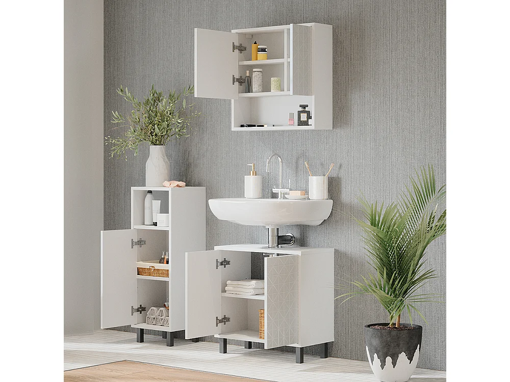 Meuble salle de bain blanc 30x28x87.2 agasta