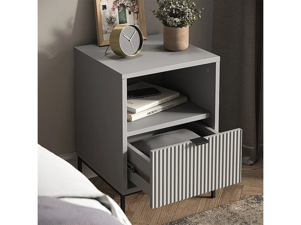 Comodino grigio 40x38.1x55 eliza