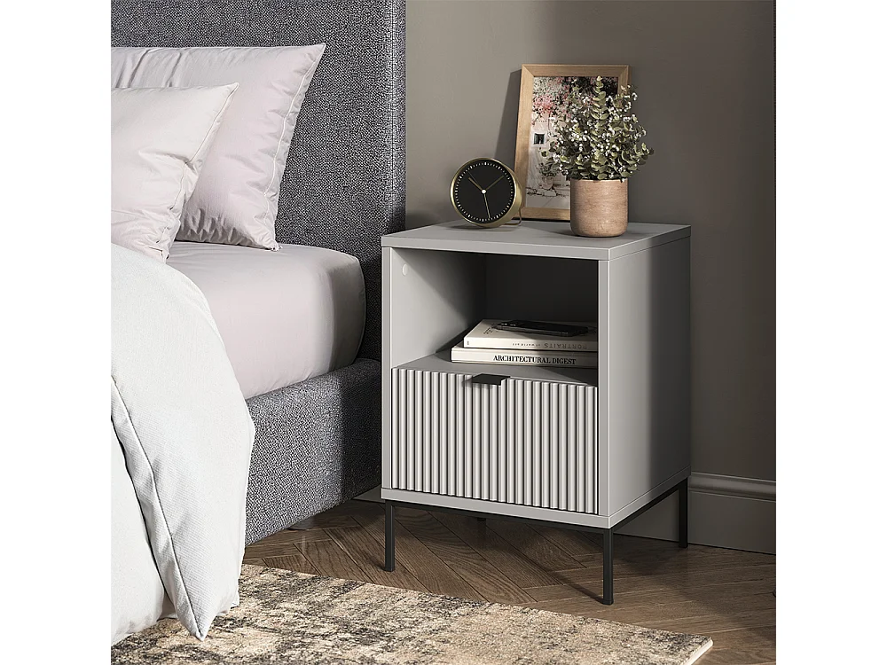 Table de nuit gris 40x38.1x55 eliza