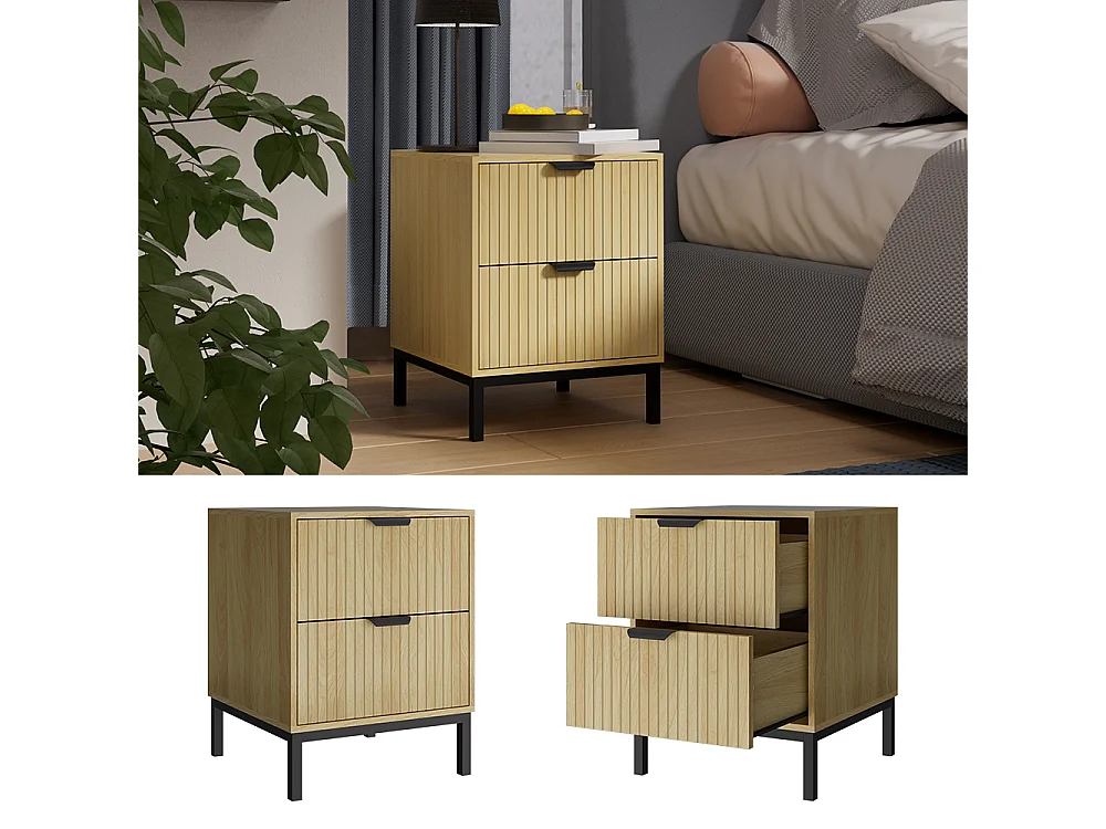 Mesilla de noche roble 40x40x52 lennox