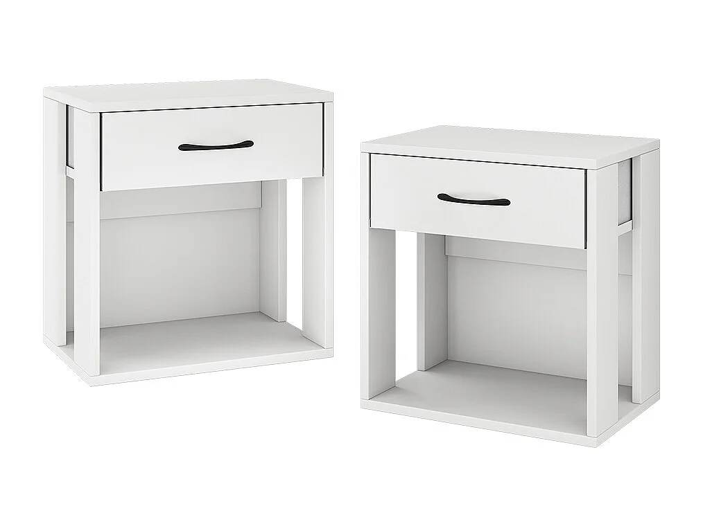 Table de nuit blanc 39x28x41 virela