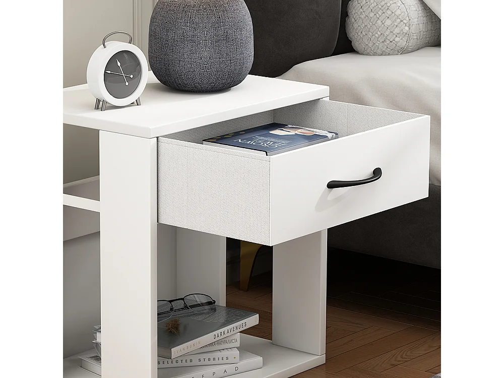 Table de nuit blanc 39x28x41 virela