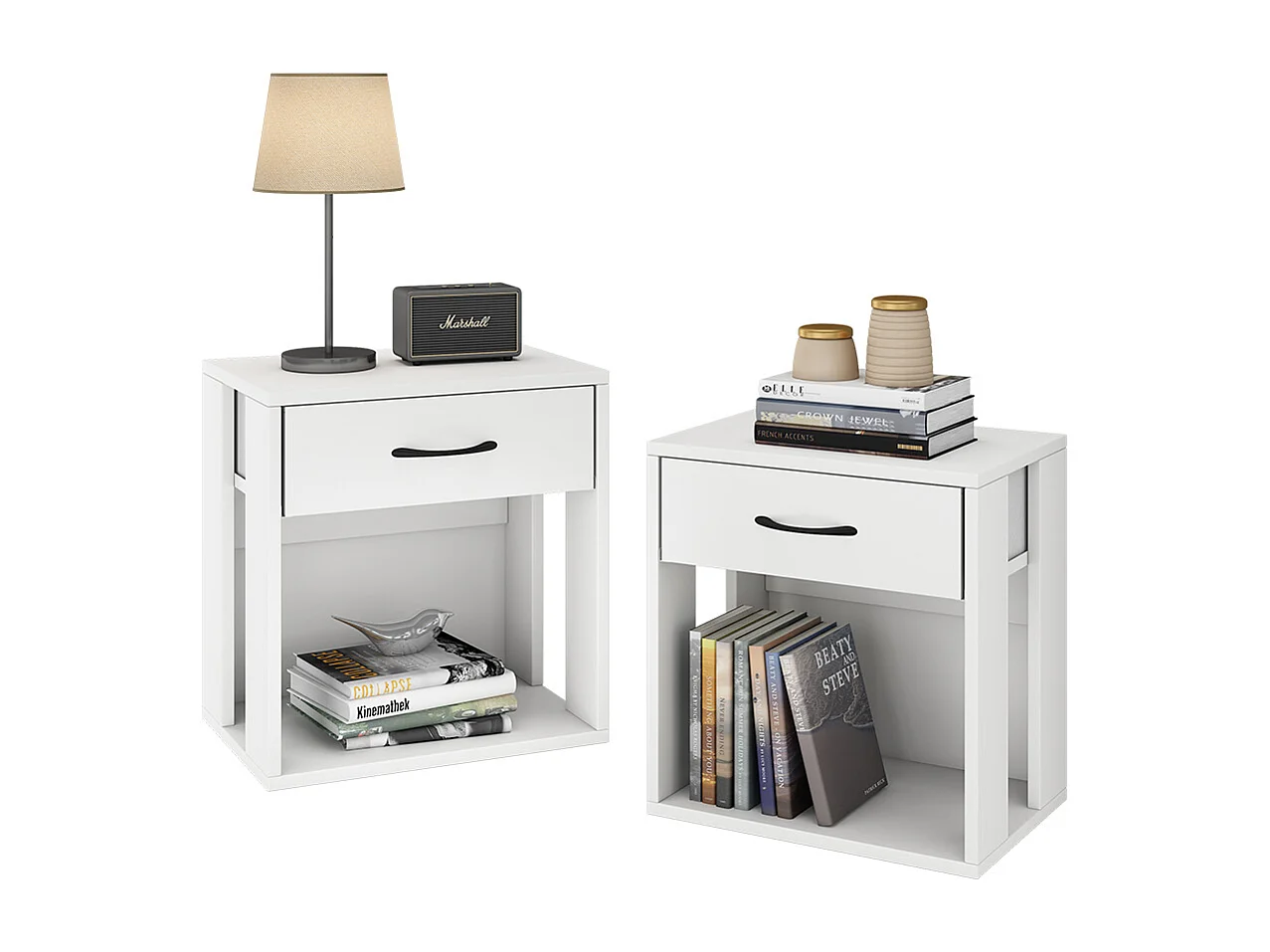 Table de nuit blanc 39x28x41 virela