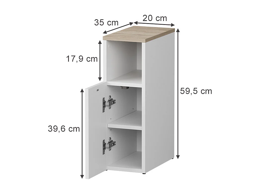 Sengebord hvid/sonoma 20x35x59.5 enton