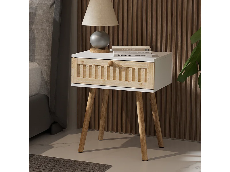 Stolik nocny biały/sosna 40x30x47 holk