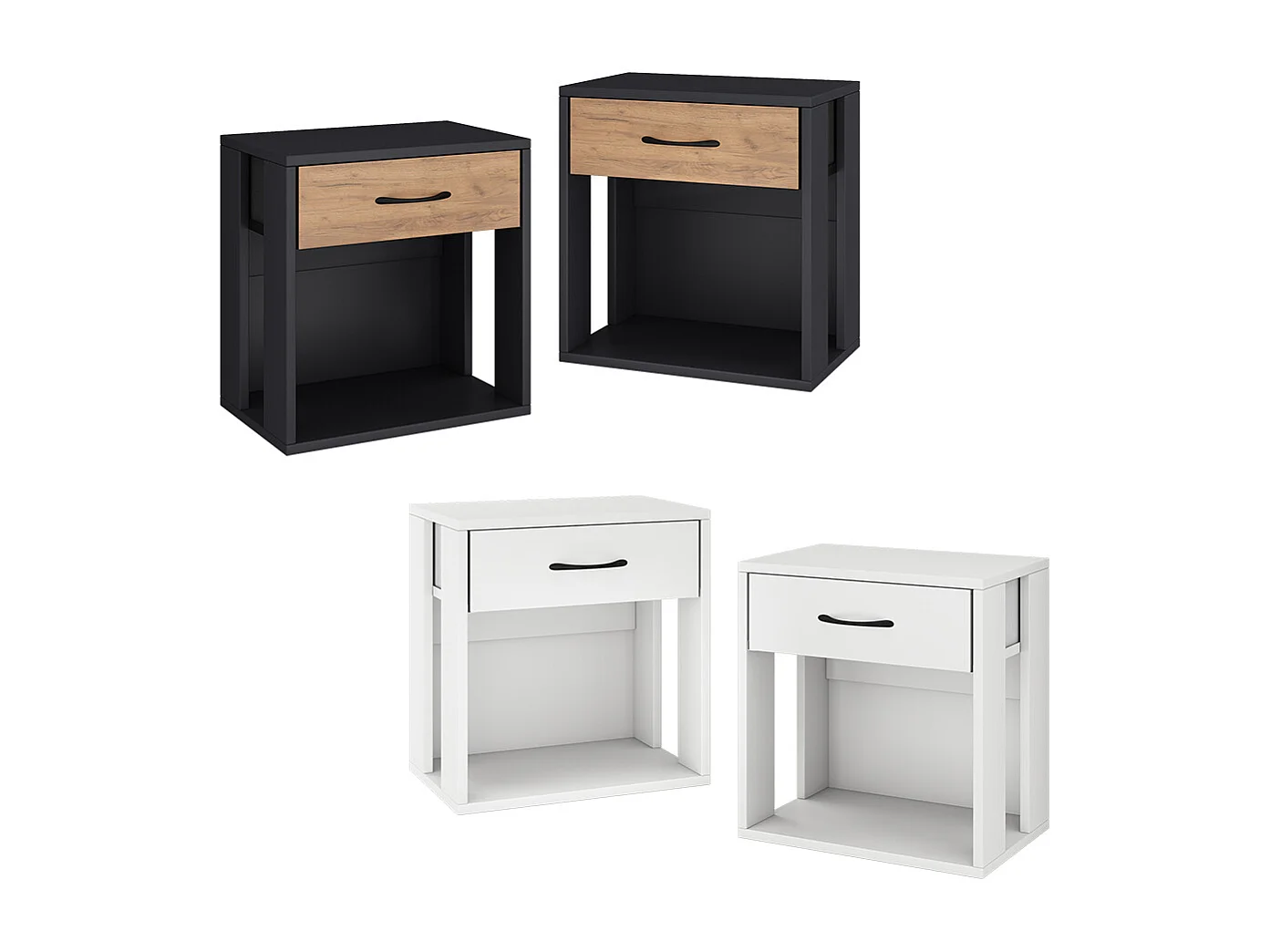 Table de nuit anthracite/chêne doré 39x28x41 virela