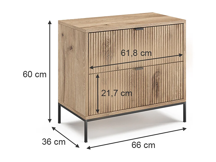 Table de chevet chêne viking 66x36x60 eliza