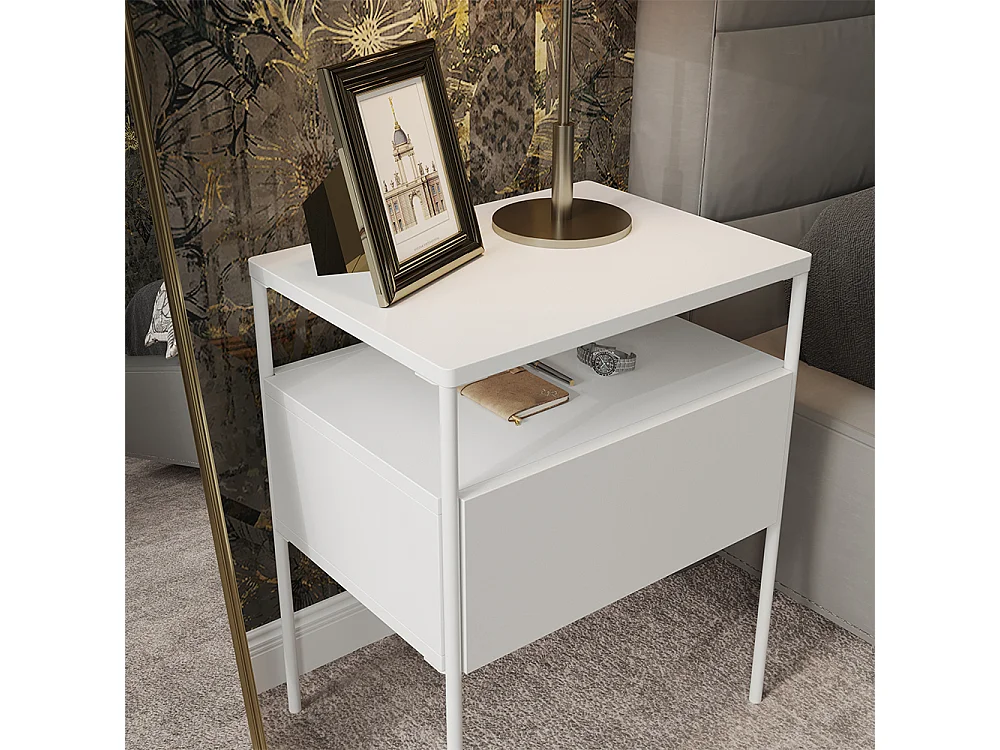 Table de chevet blanc 40x30x50 mira