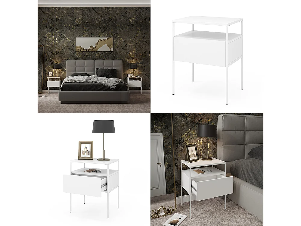 Table de chevet blanc 40x30x50 mira