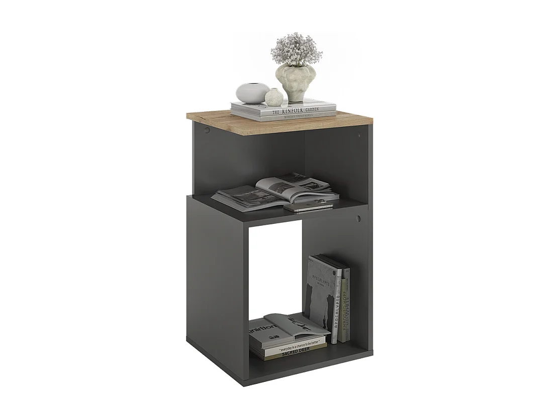 Table de nuit anthracite/chêne doré 40x35x65.3 elios