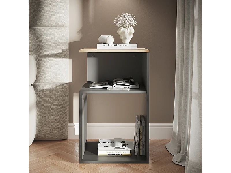 Stolik nocny antracyt/złoty dąb 40x35x65.3 elios