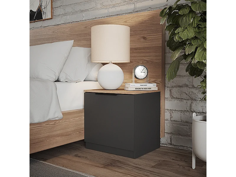 Comodino camera da letto antracite/sonoma 50x42x50 betti
