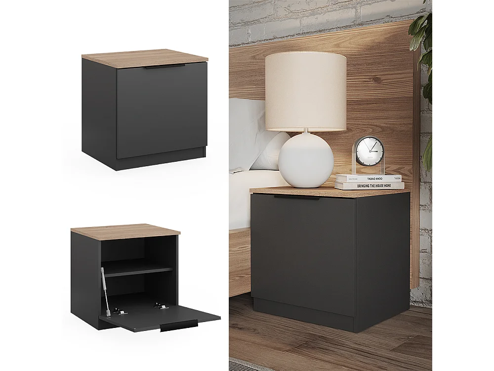 Table de chevet anthracite/sonoma 50x42x50 betti