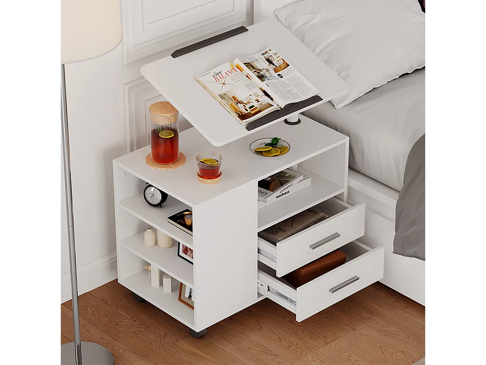 Table de chevet blanc 80x40x88 bora