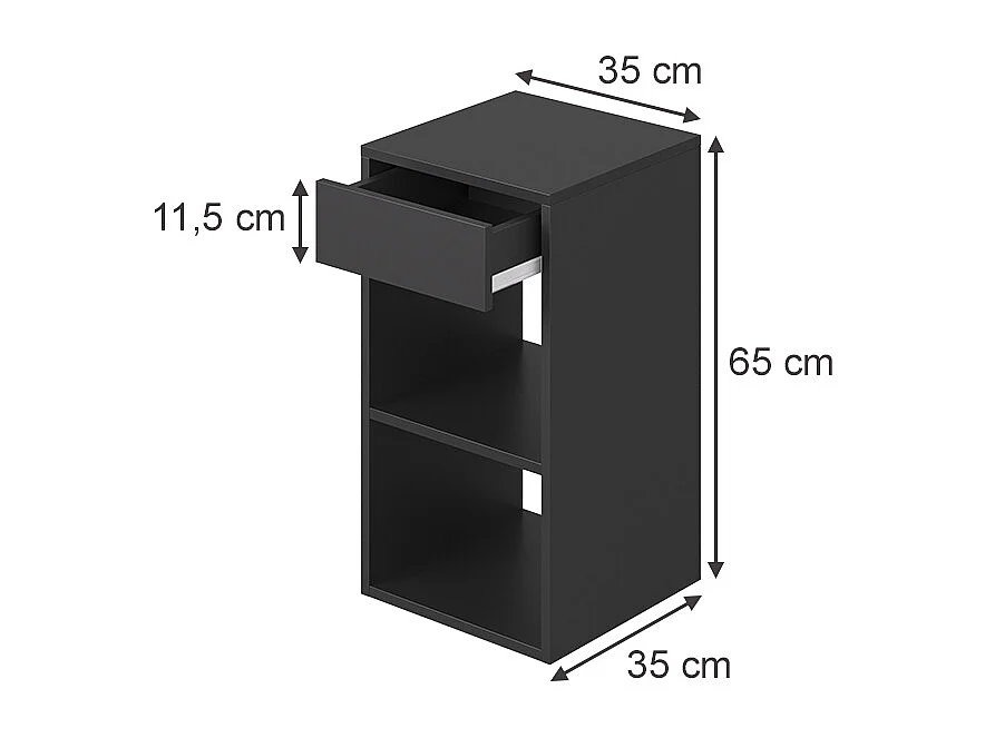 Table de nuit anthracite 35x35x65 dany