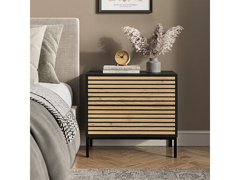 Stolik nocny złoty dąb power/antracyt 66x36x60 eliza