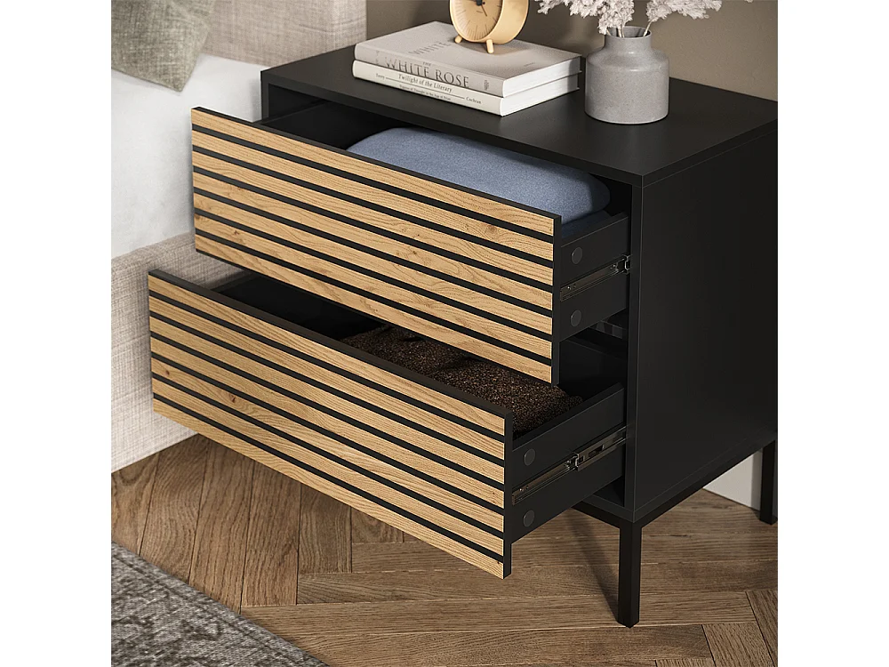 Table de nuit chêne doré/anthracite 66x36x60 eliza