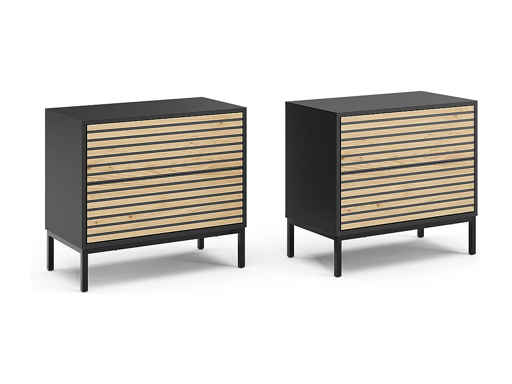 Table de nuit chêne doré/anthracite 66x36x60 eliza