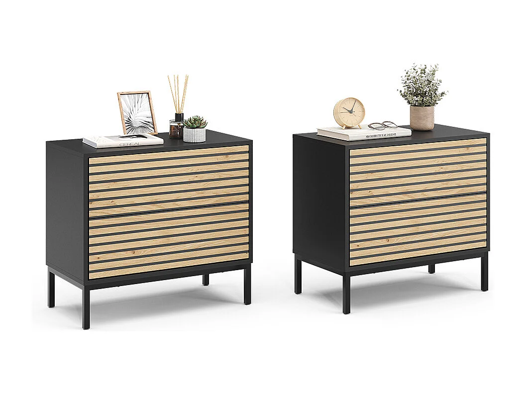 Table de nuit chêne doré/anthracite 66x36x60 eliza