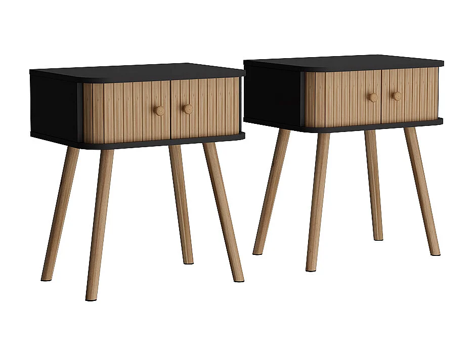 Table de chevet anthracite/bambou 40x30x47 germo