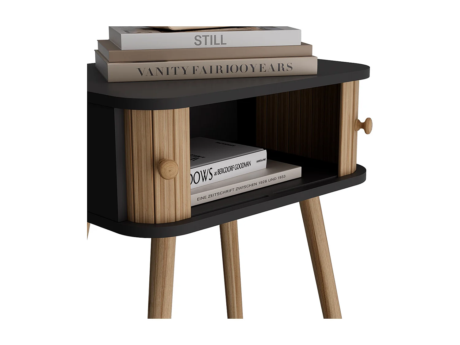 Table de chevet anthracite/bambou 40x30x47 germo