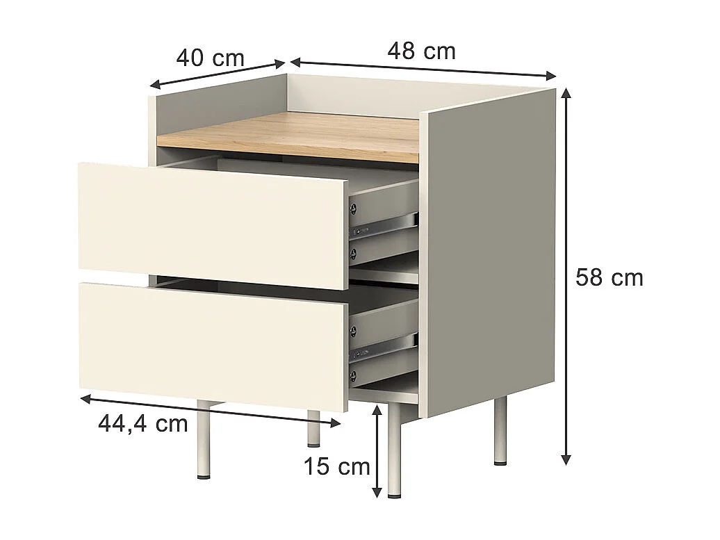 Table de chevet crème 48x40x58 velina