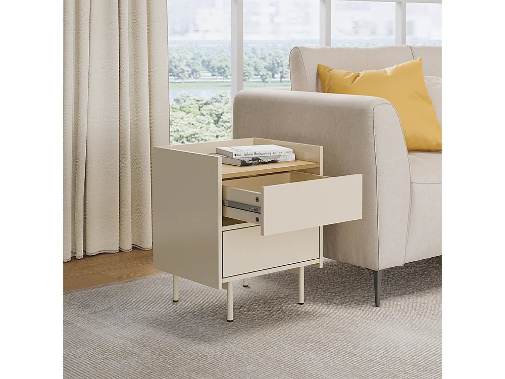 Table de chevet crème 48x40x58 velina