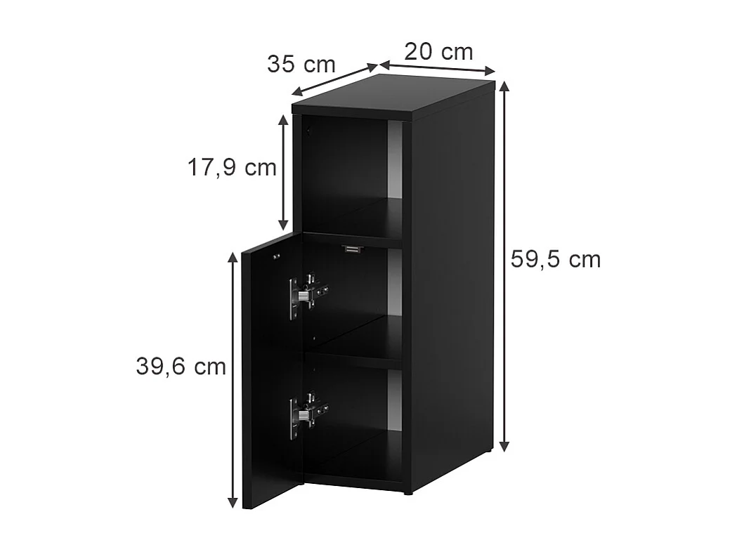 Table de chevet noir 20x35x59.5 enton