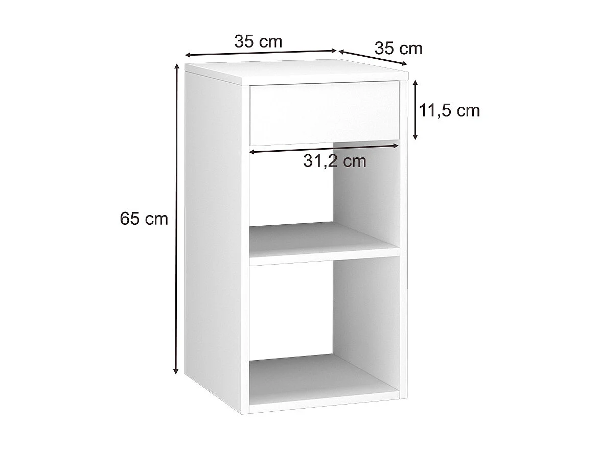 Table de chevet blanc 35x35x65 dany
