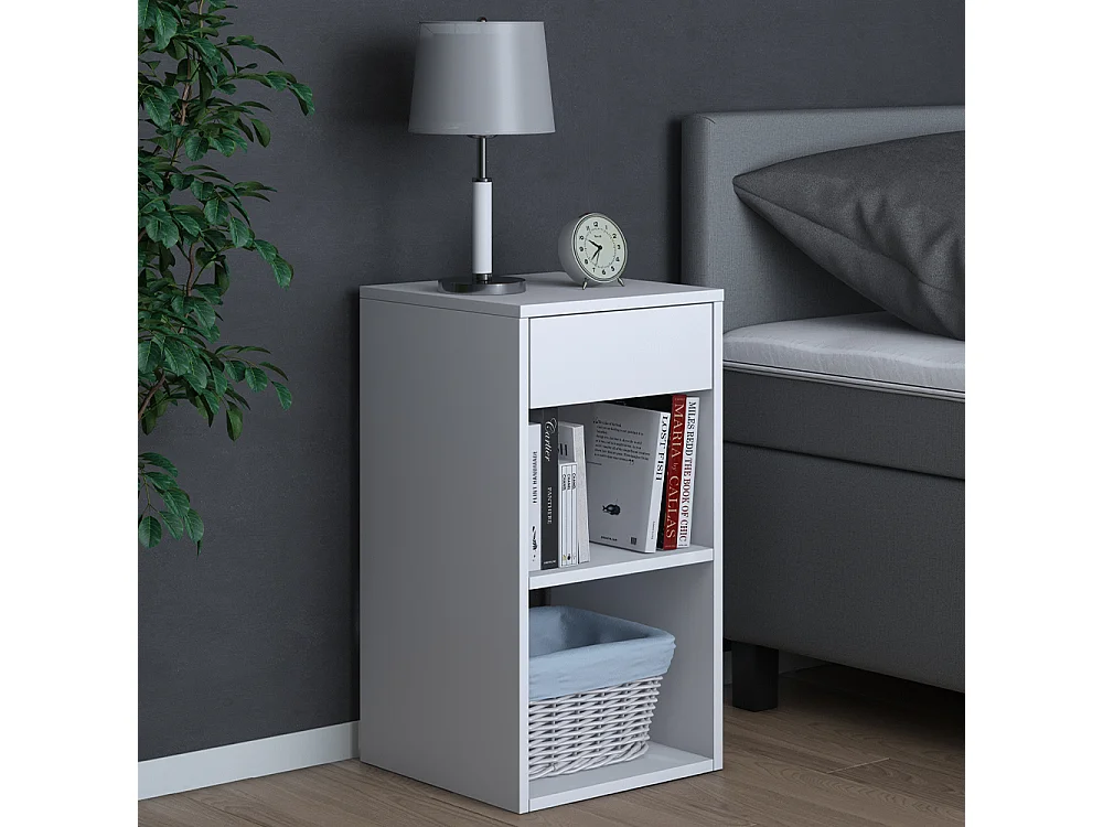 Table de chevet blanc 35x35x65 dany