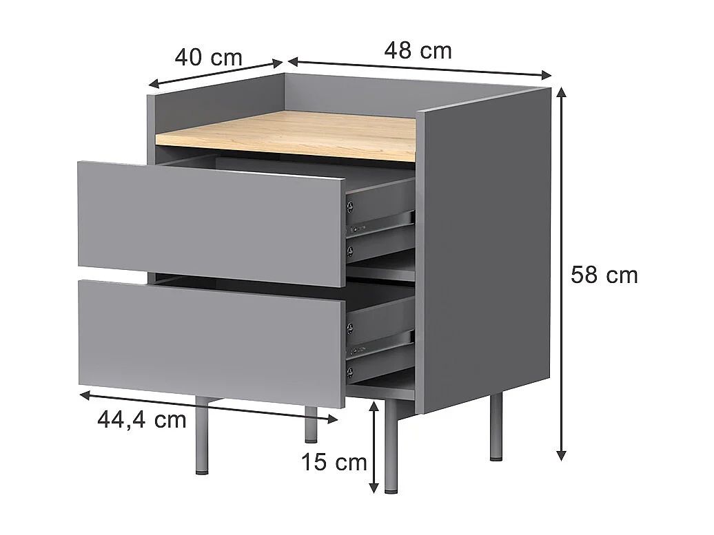 Table de nuit gris 48x40x50 velina