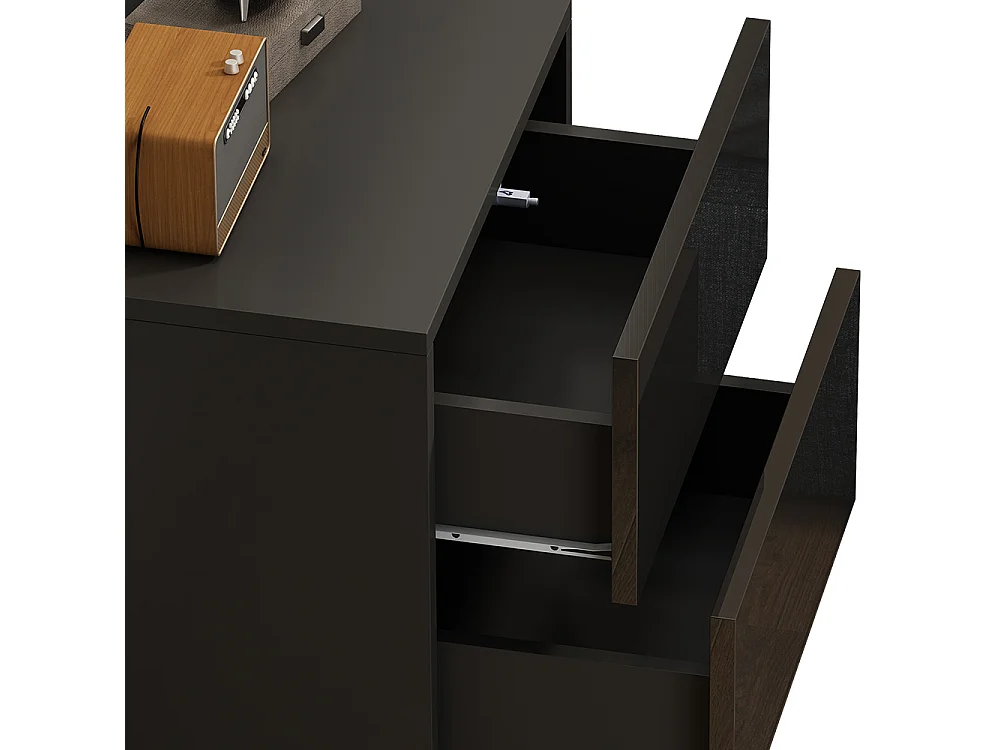 Table de chevet noir haute brillance 49.6x45x51.2 sofie