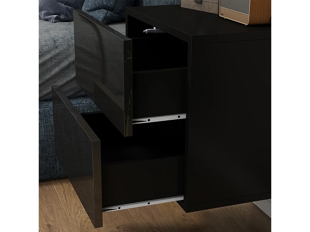 Table de chevet noir haute brillance 49.6x45x51.2 sofie