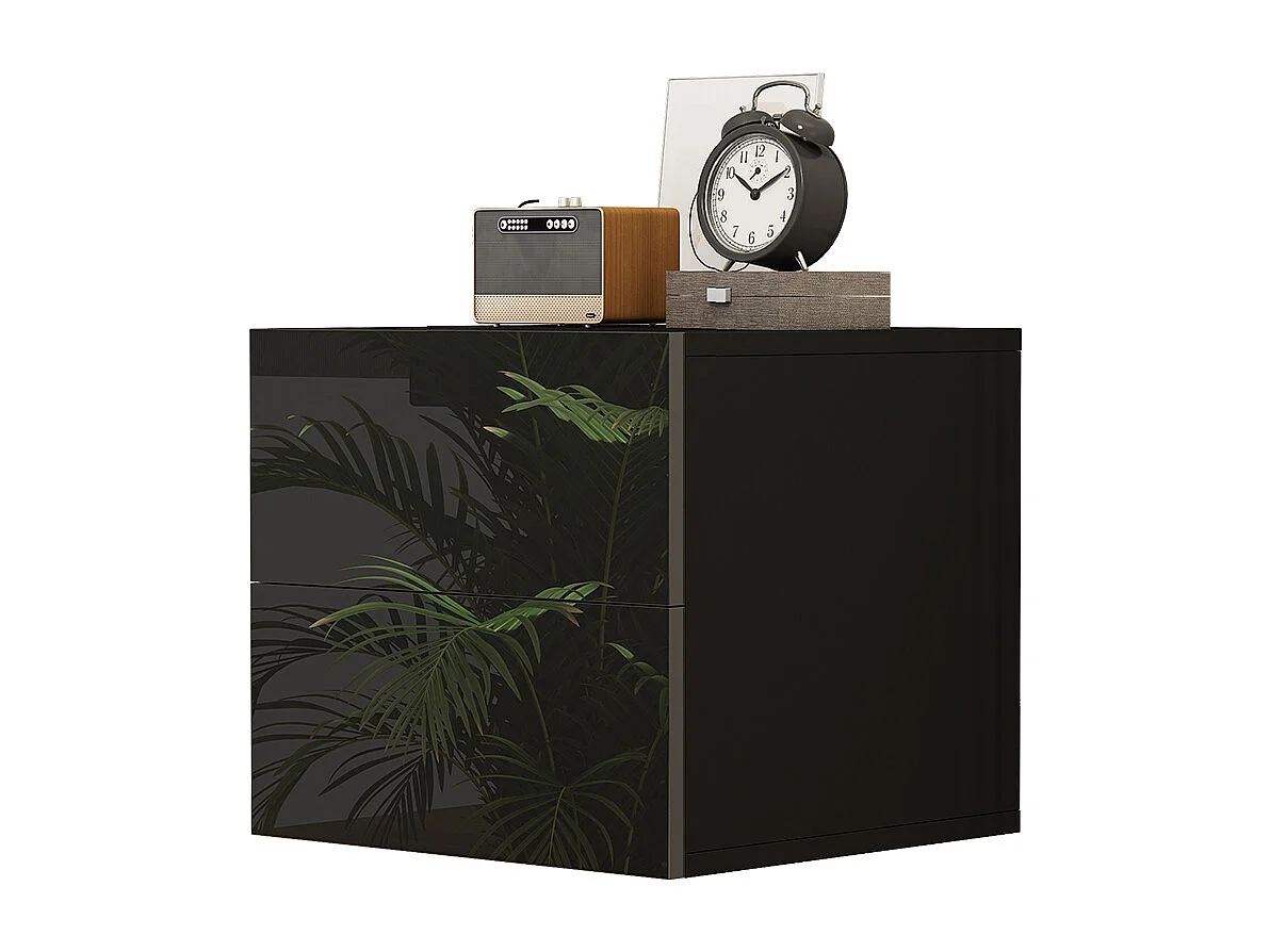 Table de chevet noir haute brillance 49.6x45x51.2 sofie