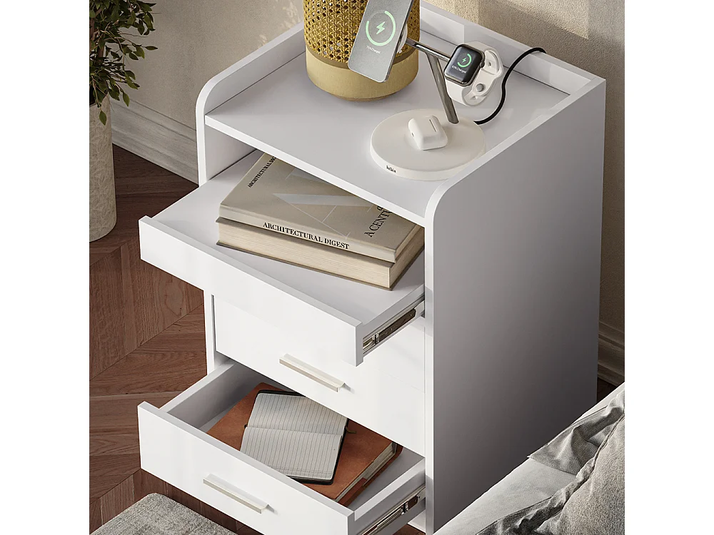 Table de nuit blanc 45x40x64 edis