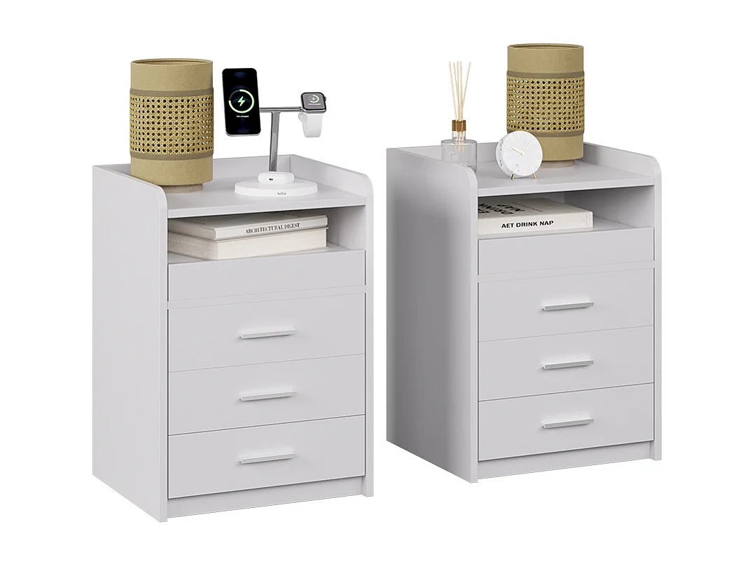 Table de nuit blanc 45x40x64 edis