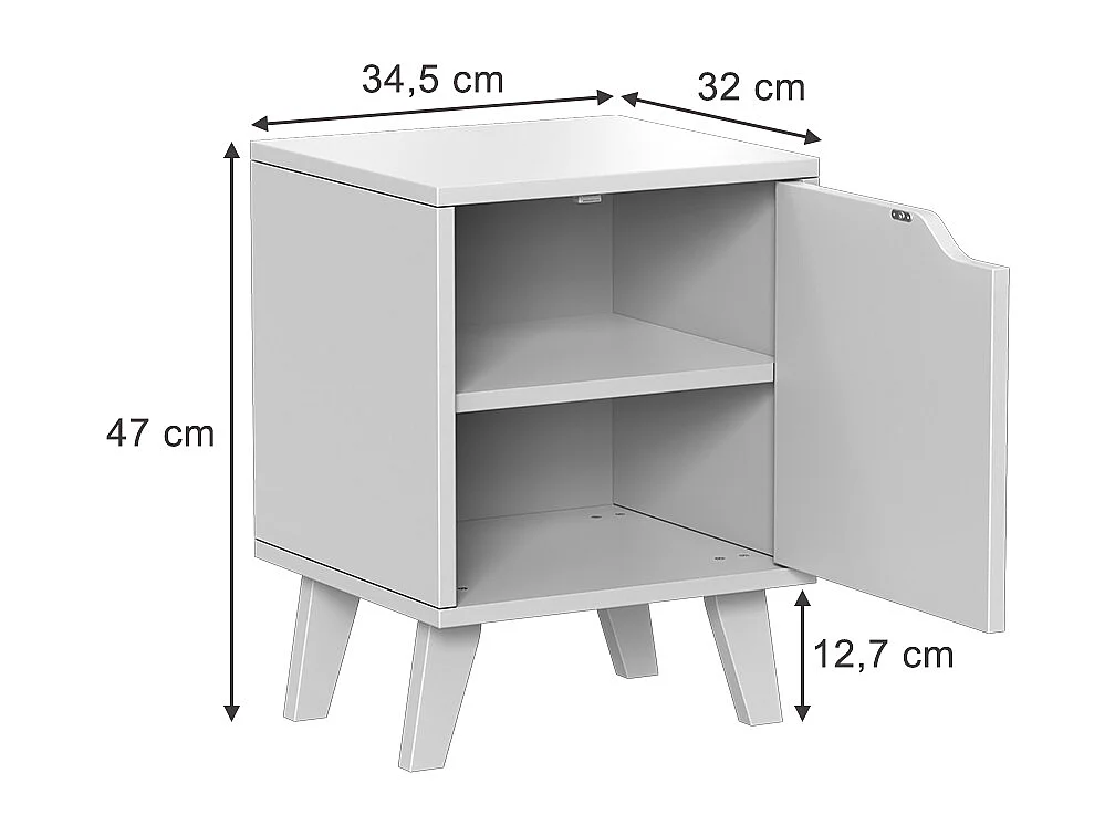 Table de nuit blanc 34.5x32x47 malu