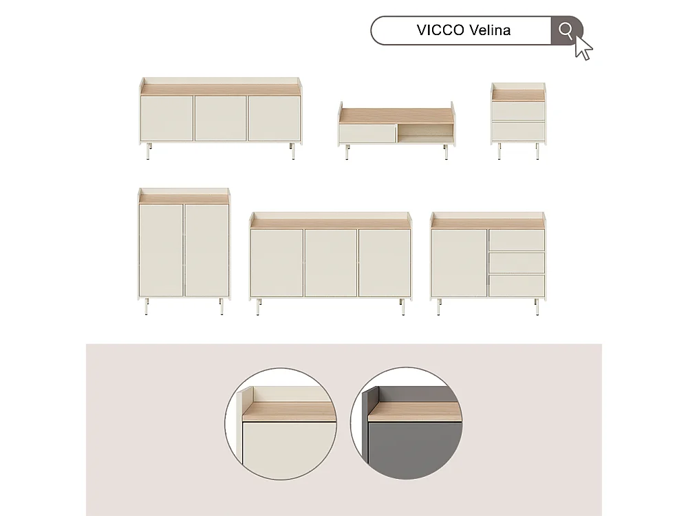 Table de chevet gris 48x40x58 velina