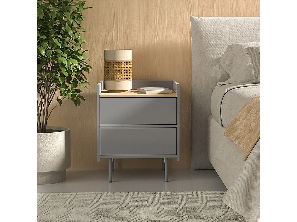 Table de chevet gris 48x40x58 velina
