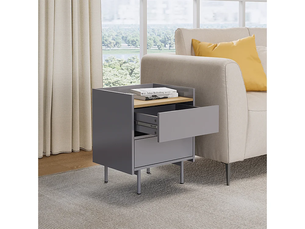 Table de chevet gris 48x40x58 velina