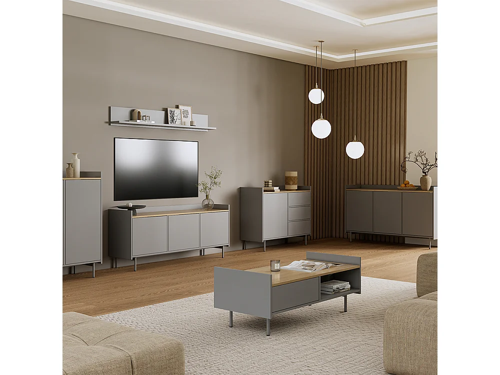 Table de chevet gris 48x40x58 velina