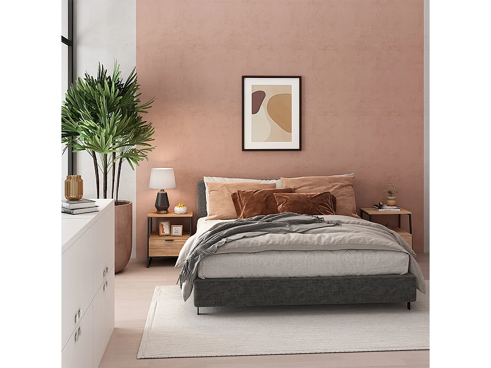 Nachttisch goldkraft eiche/schwarz 45x40x50 lunor